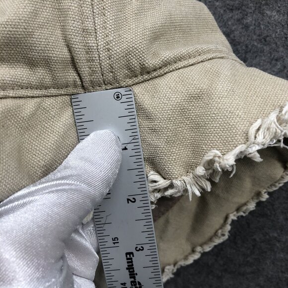 J. Crew Canvas Bucket Hat With Fringe Womens M/L Khaki Beige Cotton - Picture 7 of 7